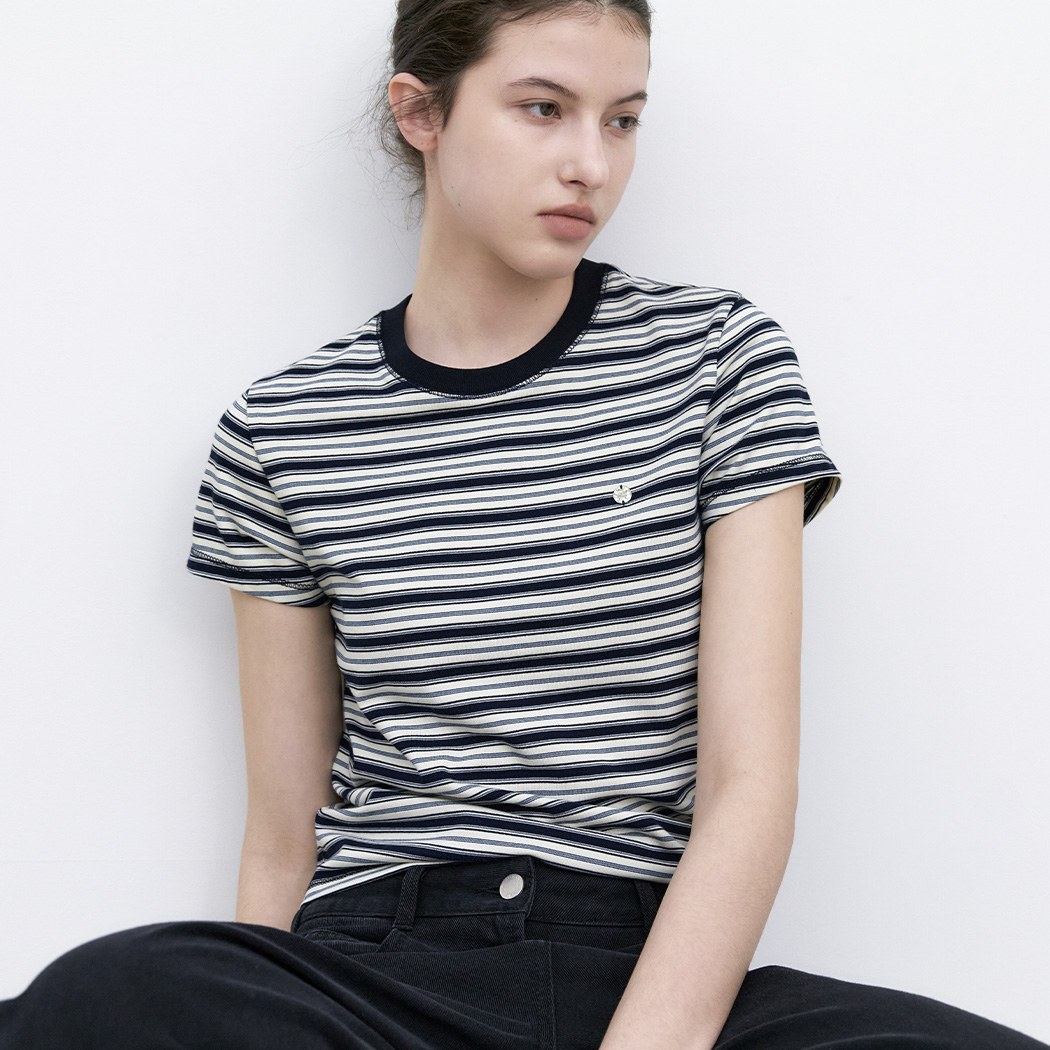 (T-7214) TRIPLE MULTI STRIPE T