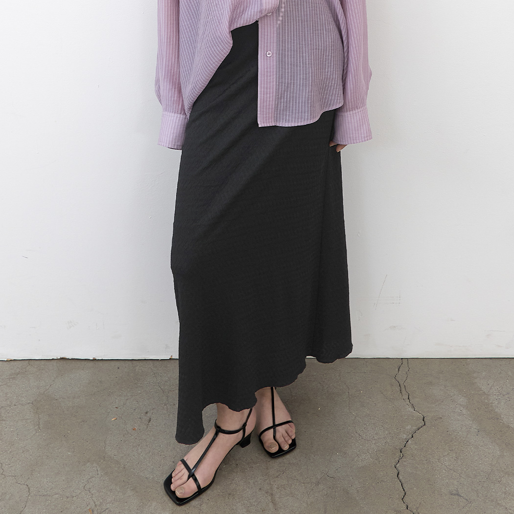 (SK-5080)HERRINGBONE TEXTURE SEMI A SKIRT