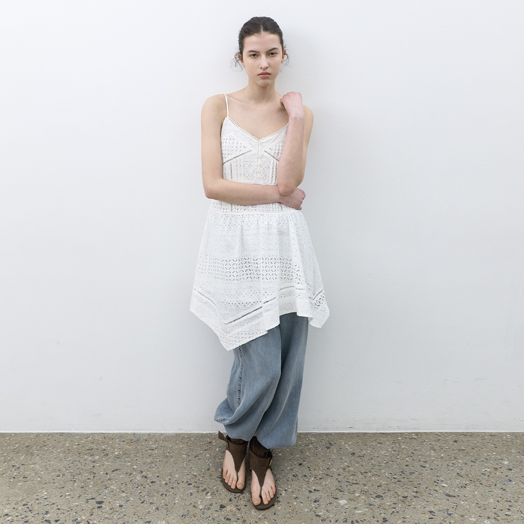 (OP-6336)EYELET COTTON LACE MINI DRESS