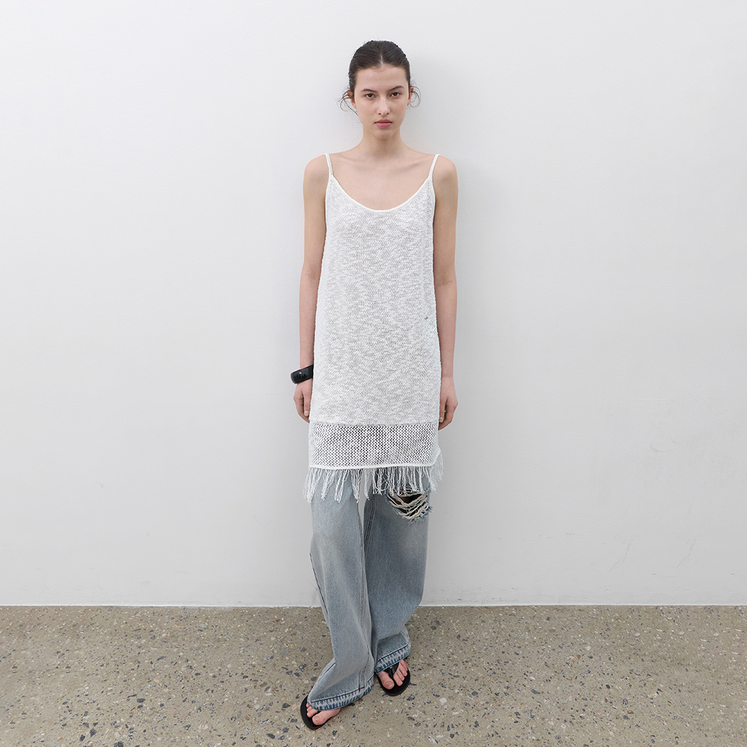 (OP-6330)FRINGE DETAIL KNIT DRESS