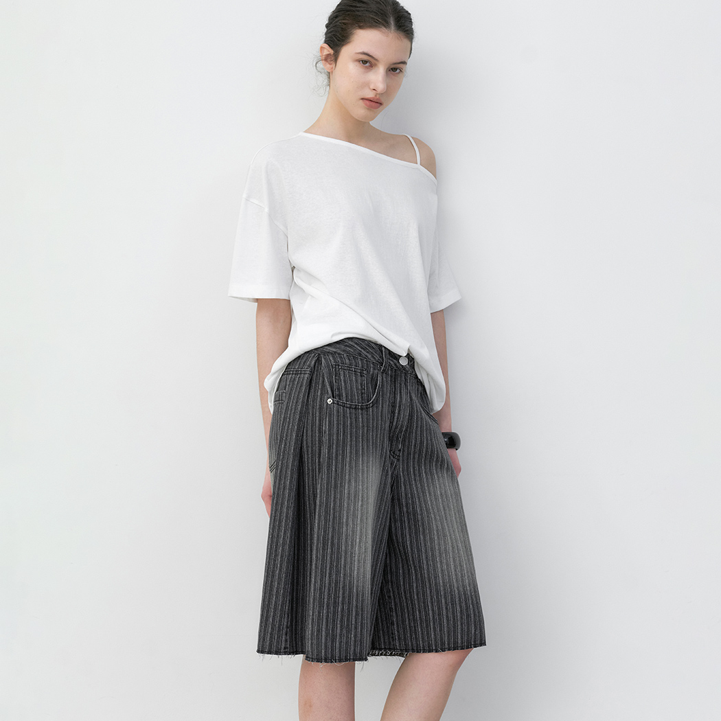 (T-7219) ONE-OFF SHOULDER BOXY TEE