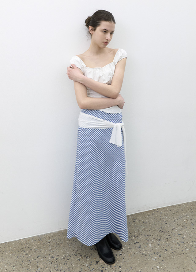 (BL-4408)COTTON SLIM SHIRRING BLOUSE Korea