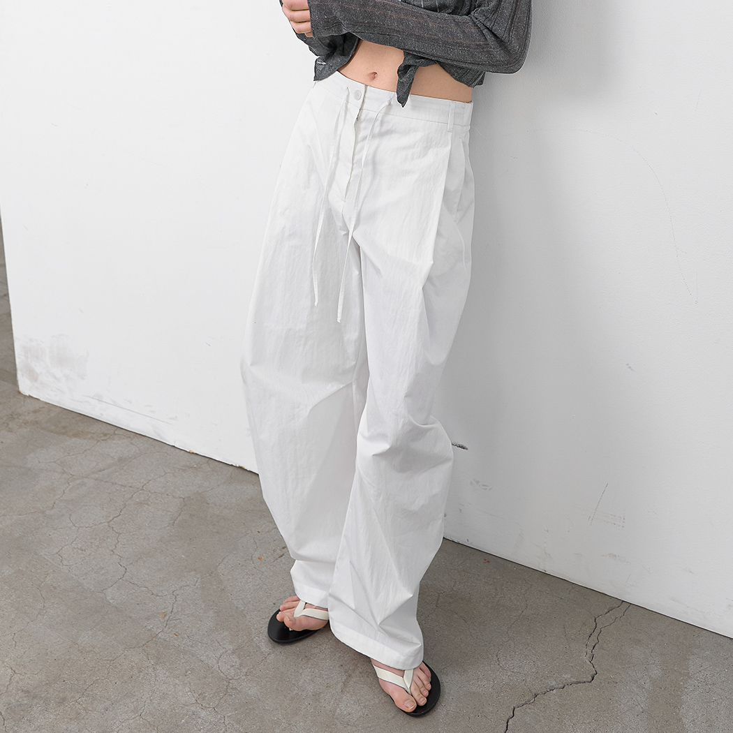 (PT-5771)TUCK CURVED BANDING COTTON PANTS