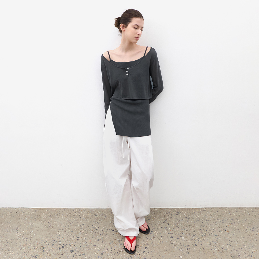 (T-7247)LAYERD HENRY NECK KNIT SET