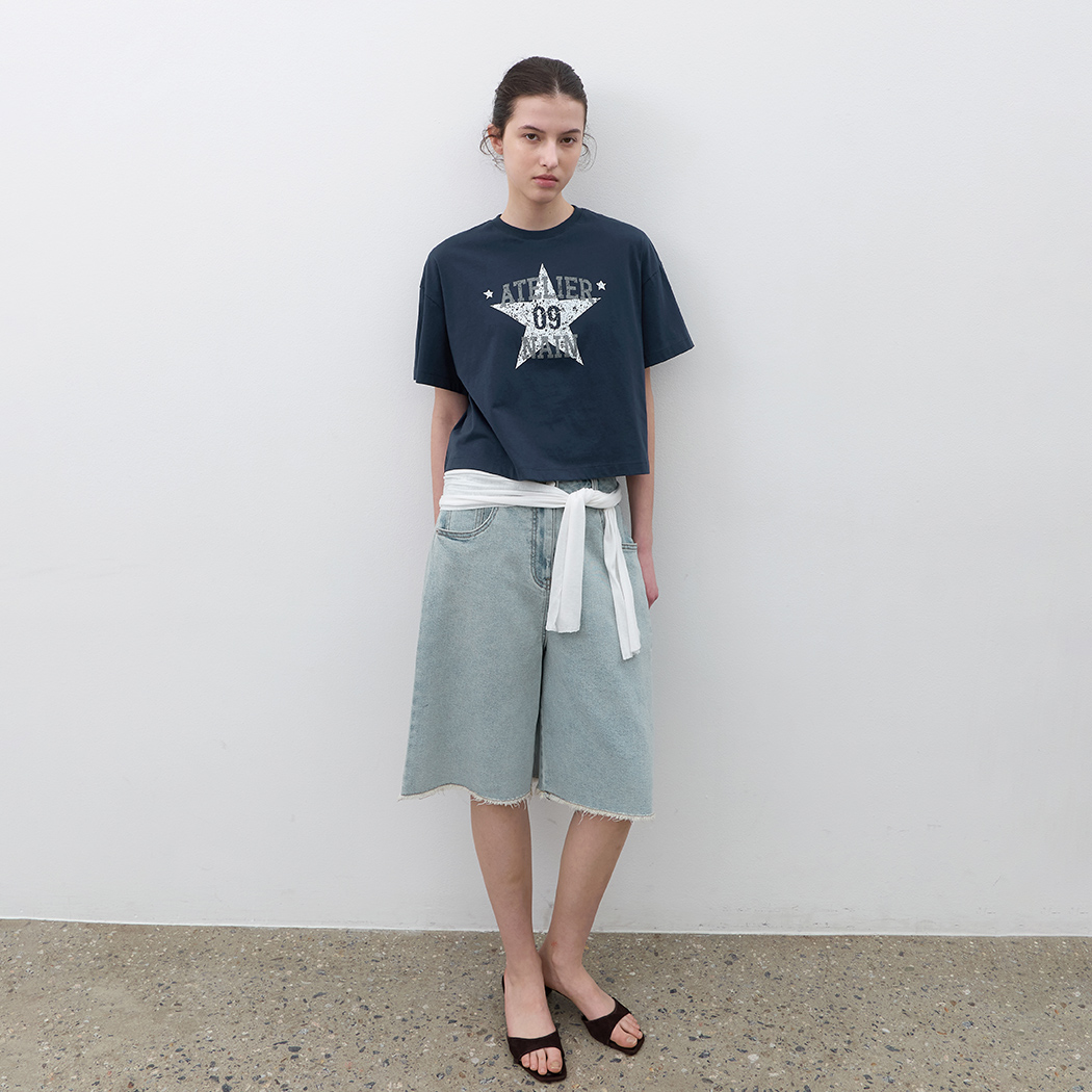 (T-7221)ATELIER NAIN STAR OVER CROP TEE