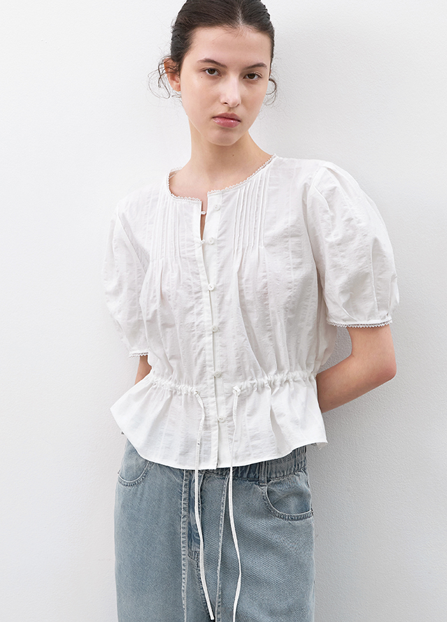 (PT-5775)FLUID WIDE DENIM BANDING PANTS Korea