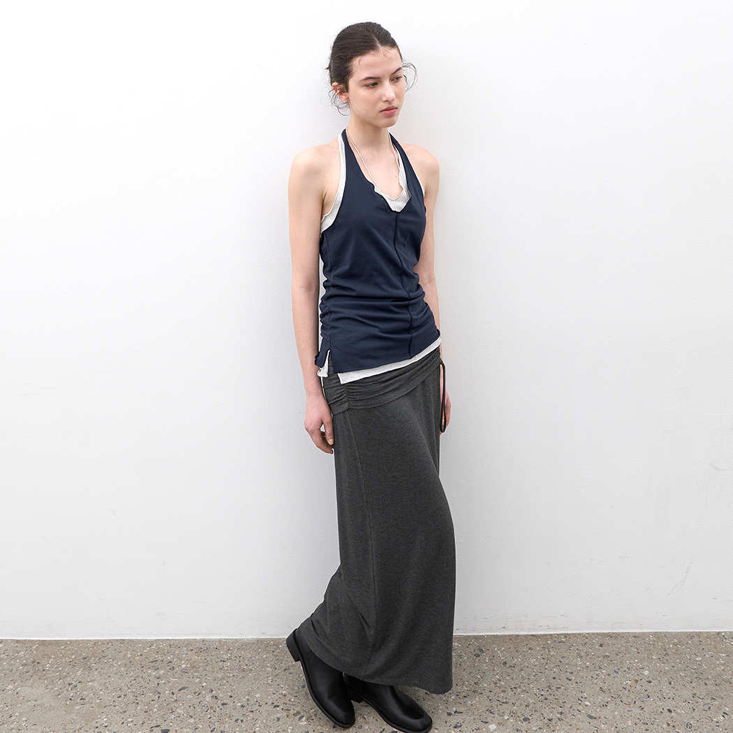 (T-7207)HALTER CONTRAST LAYERD 2 PIECES T