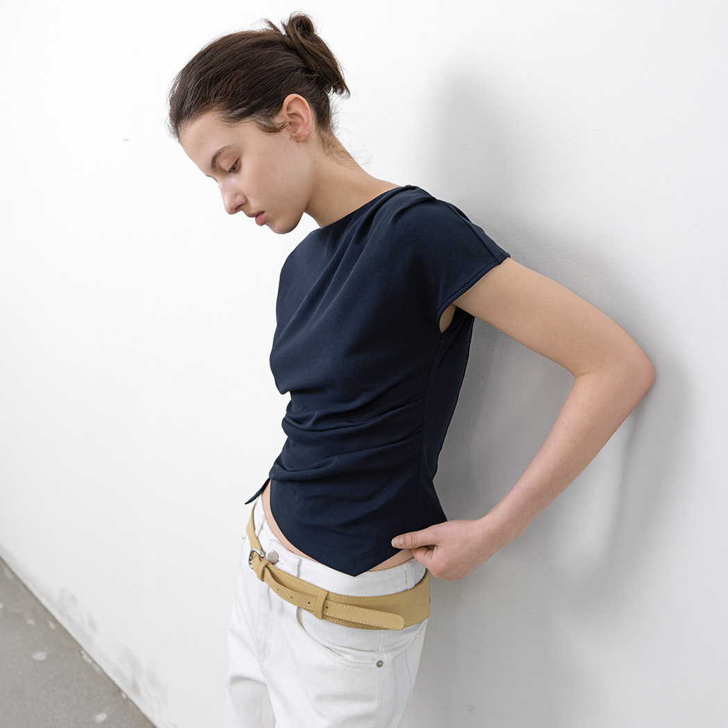 (Z-BL-4225)LOND WAIST TUCK BLOUSE