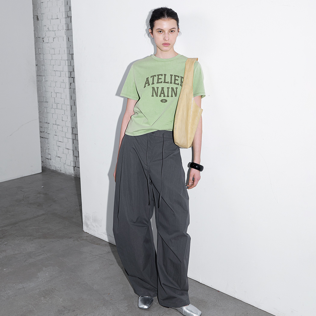 (PT-5771)TUCK CURVED BANDING COTTON PANTS