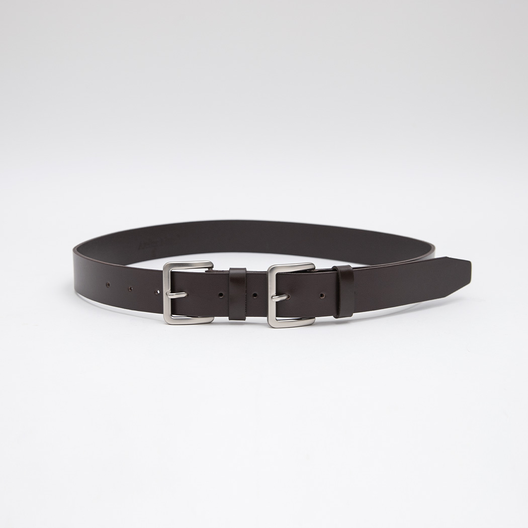 (BT-0032)REAL LEATHER DOUBLE BUCKLE BELT