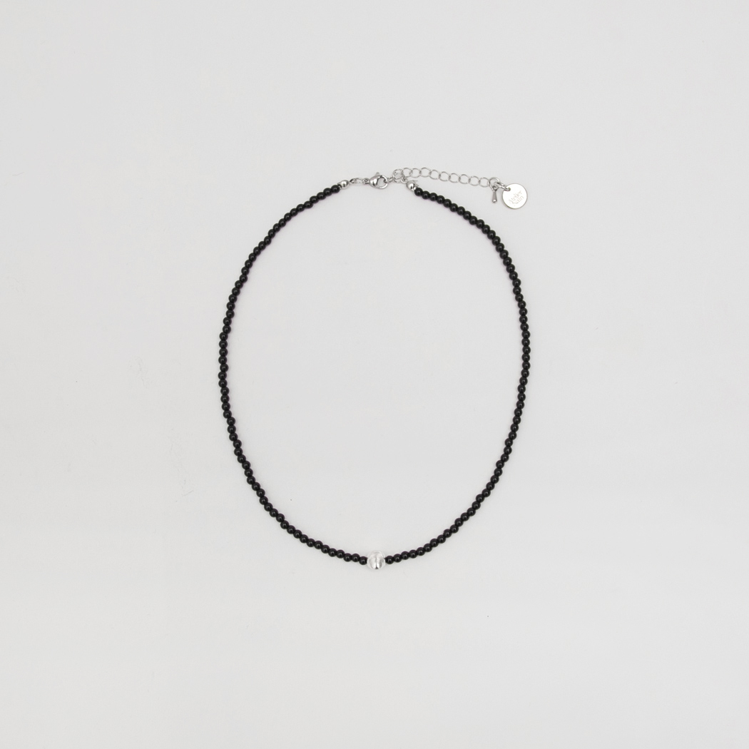 (N-876)SILVER MONO BALL NECKLACE