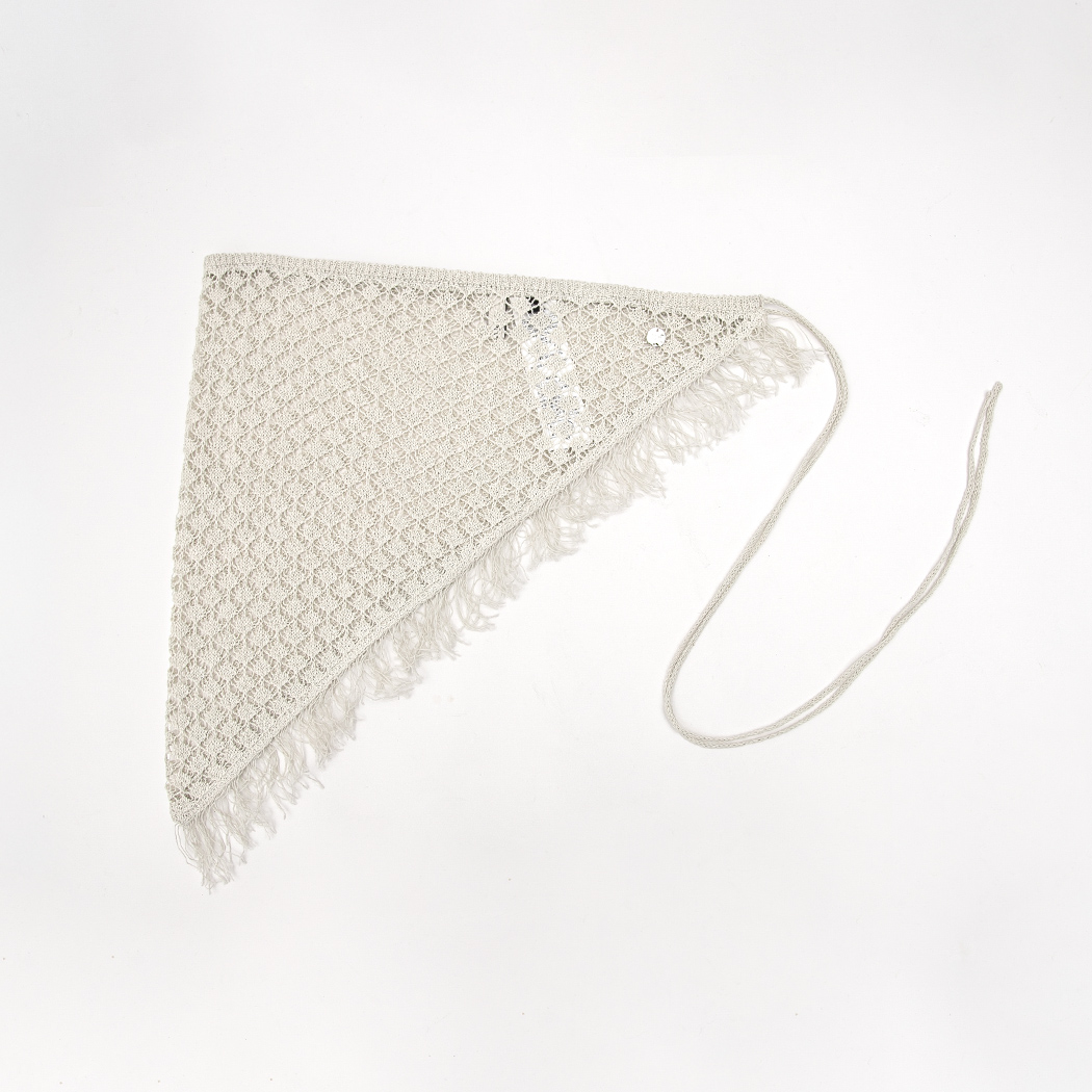 (ETC-2728)PAPER LACE FRINGE TRIANGLE SCARF