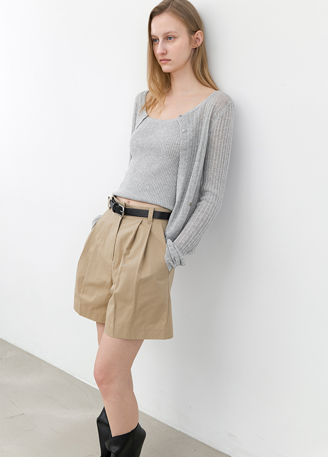 (T-7242)LOOSE FIT HALF SLEEVE STRIPED POLO KNIT Korea