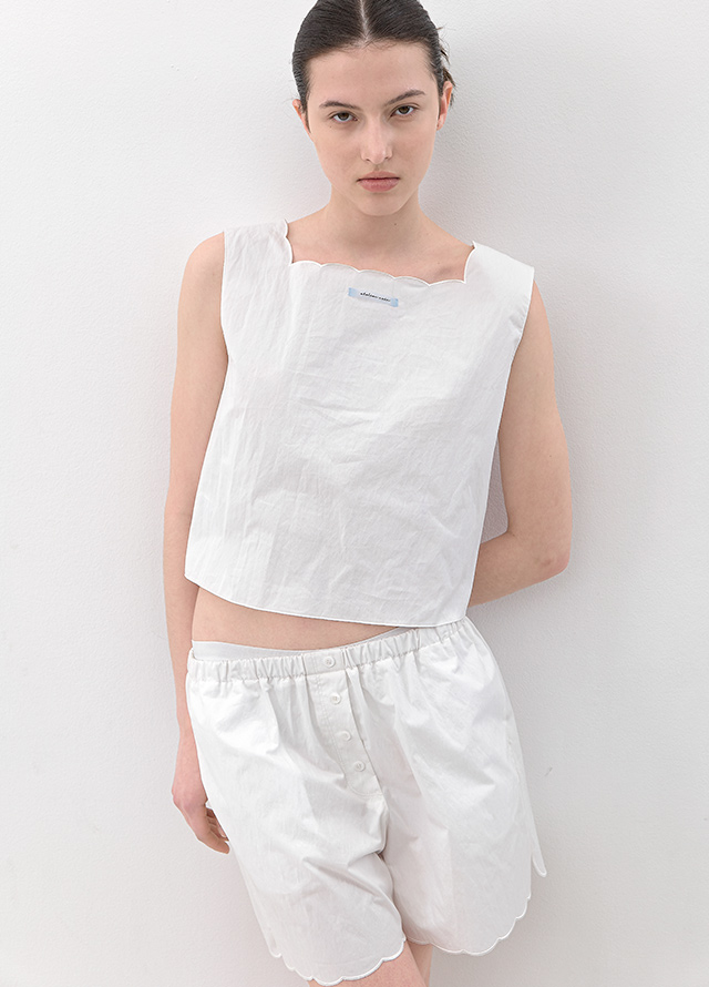 (PT-5784)AN SEMICIRCLE SCALLOP SET-UP HALF PANTS Korea