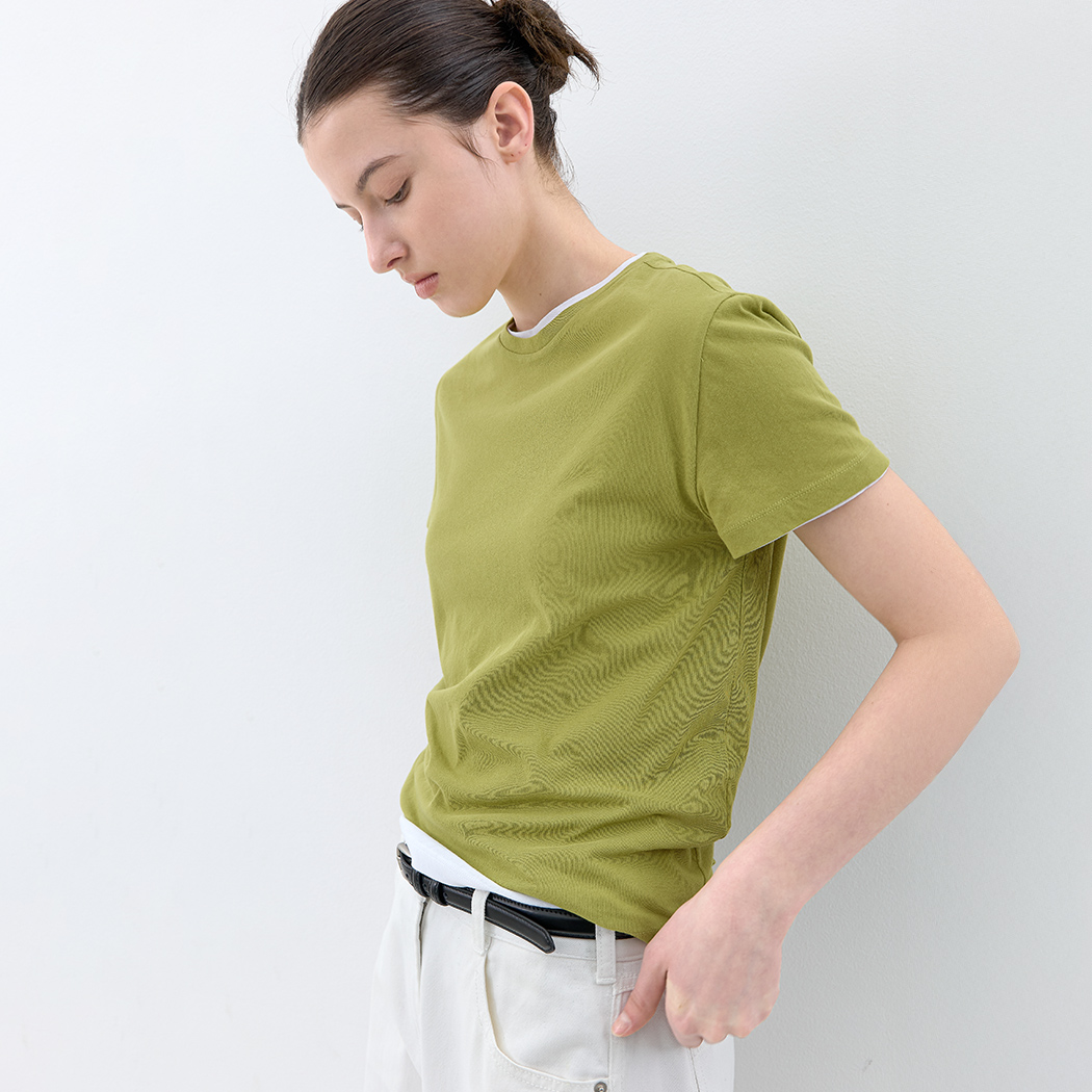 (T-7210)AN SHEER HALF SLEEVE TEE