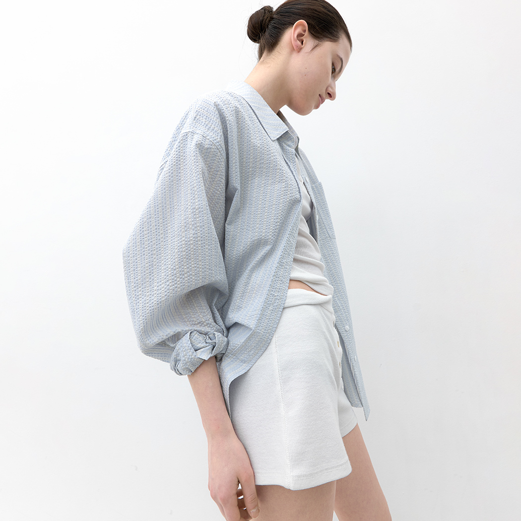(BL-4405)AN MULTI STRIPE SEERSUCKER OVERSIZE SHIRT S