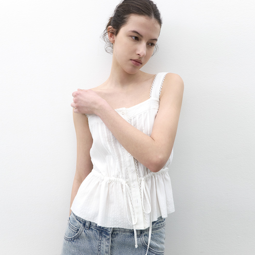 (BL-4417)STRIPE COTTON CAMISOLE BLOUSE