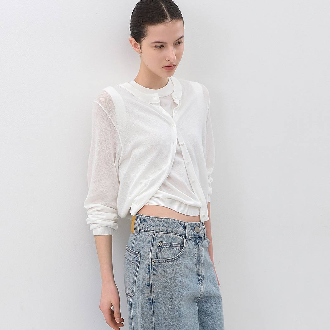 (CD-2268)AN WASHABLE UV-PRTECT TOP&CARDIGAN SET