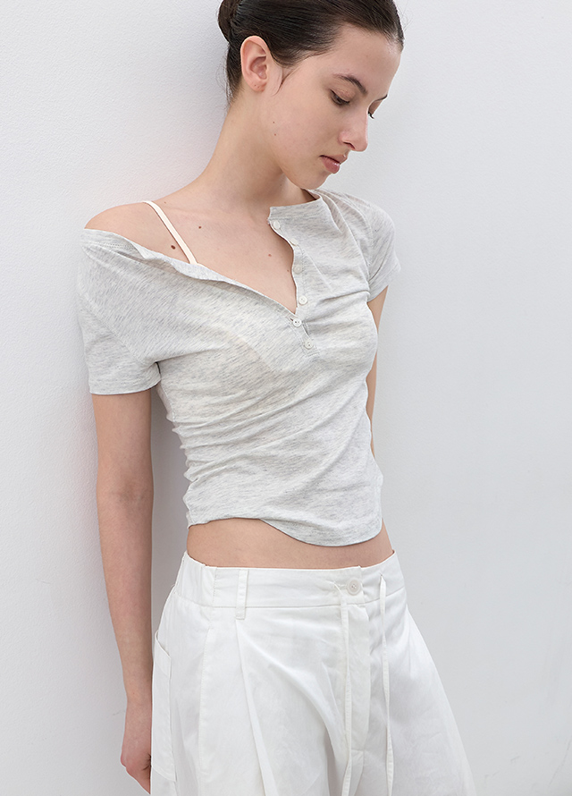 (PT-5771)TUCK CURVED BANDING COTTON PANTS Korea