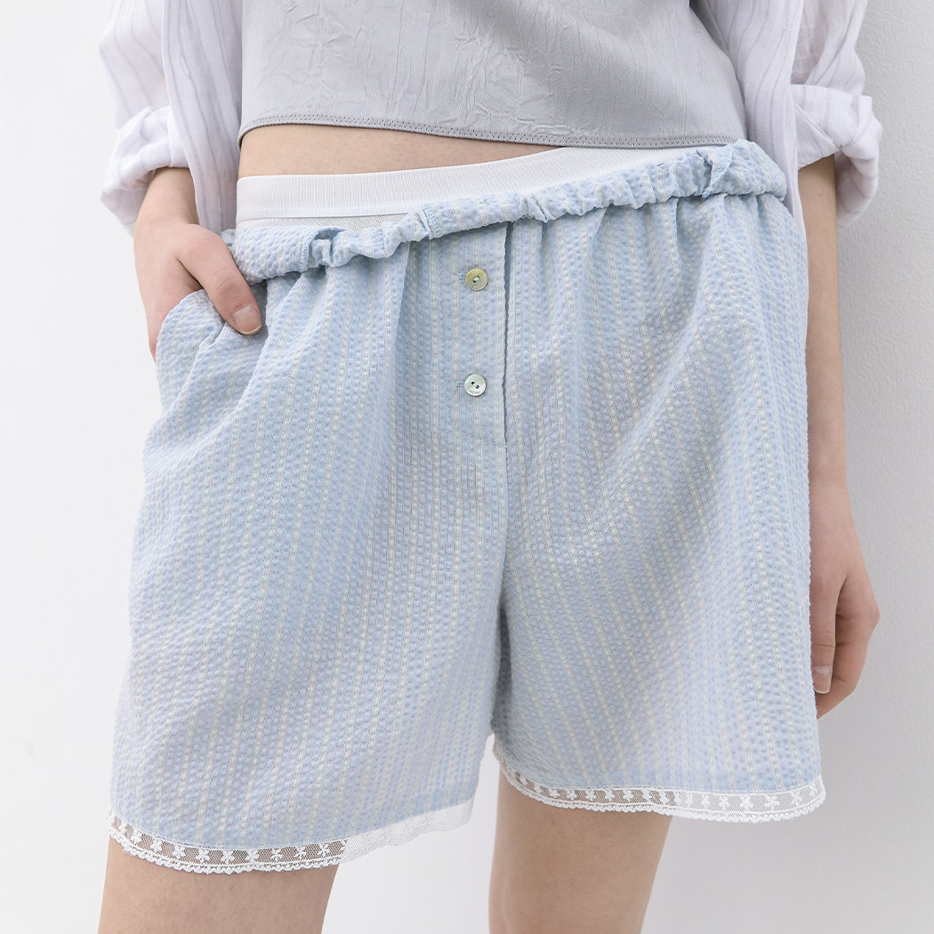 (PT-5782)AN MULTI STRIPE SEERSUKER SHORT PANTS