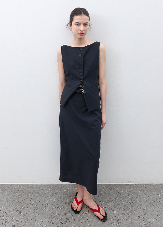 (VT-0282)DAVE SET-UP BOAT NECK VEST Korea