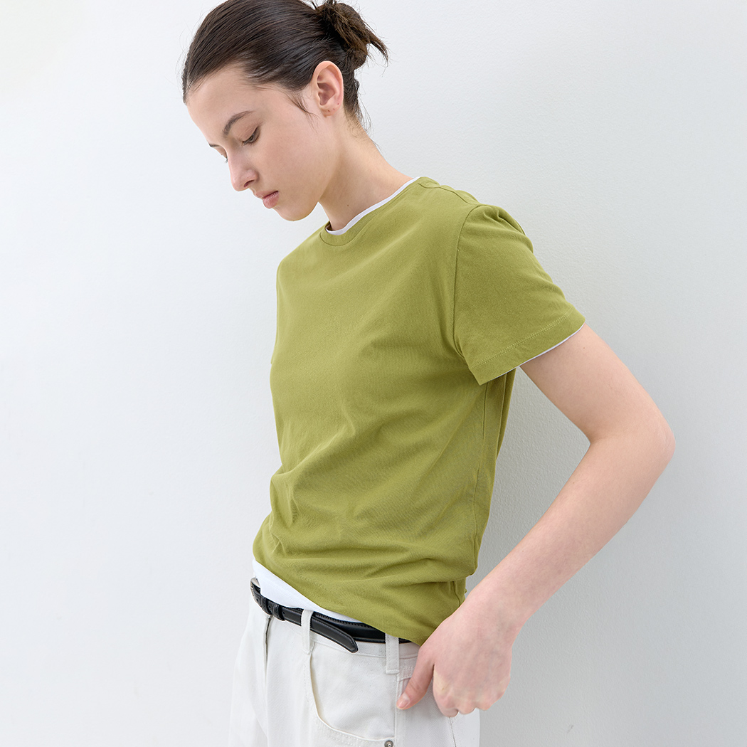 (T-7210)AN SHEER HALF SLEEVE TEE