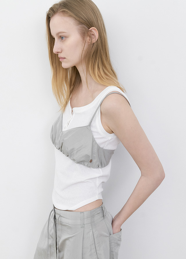 (PT-5798)YU TUCK CURVED BANDING NYLON PANTS Korea