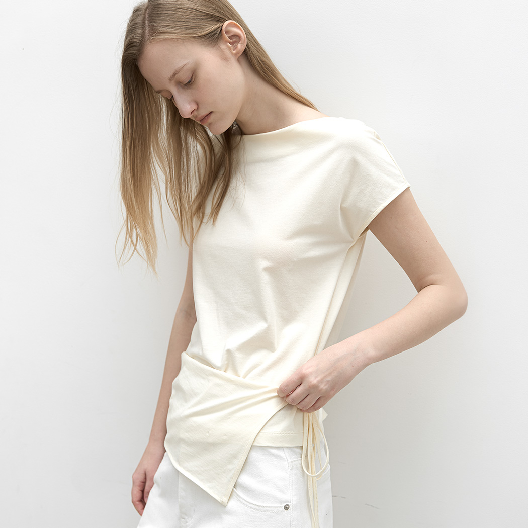 (T-7198) TIE-WRAP ARRON BLOUSE