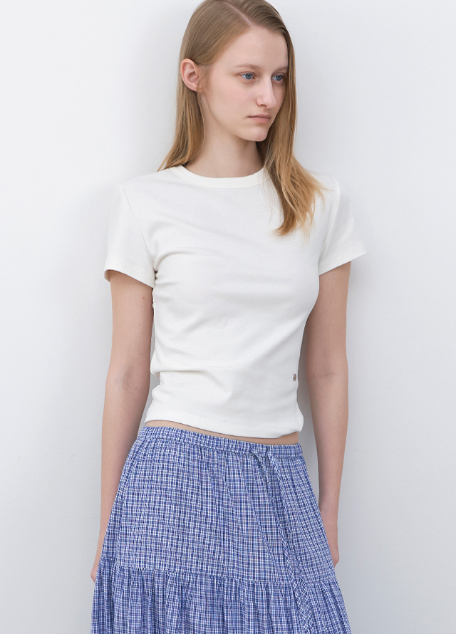 (SK-5080)HERRINGBONE TEXTURE SEMI A SKIRT Korea