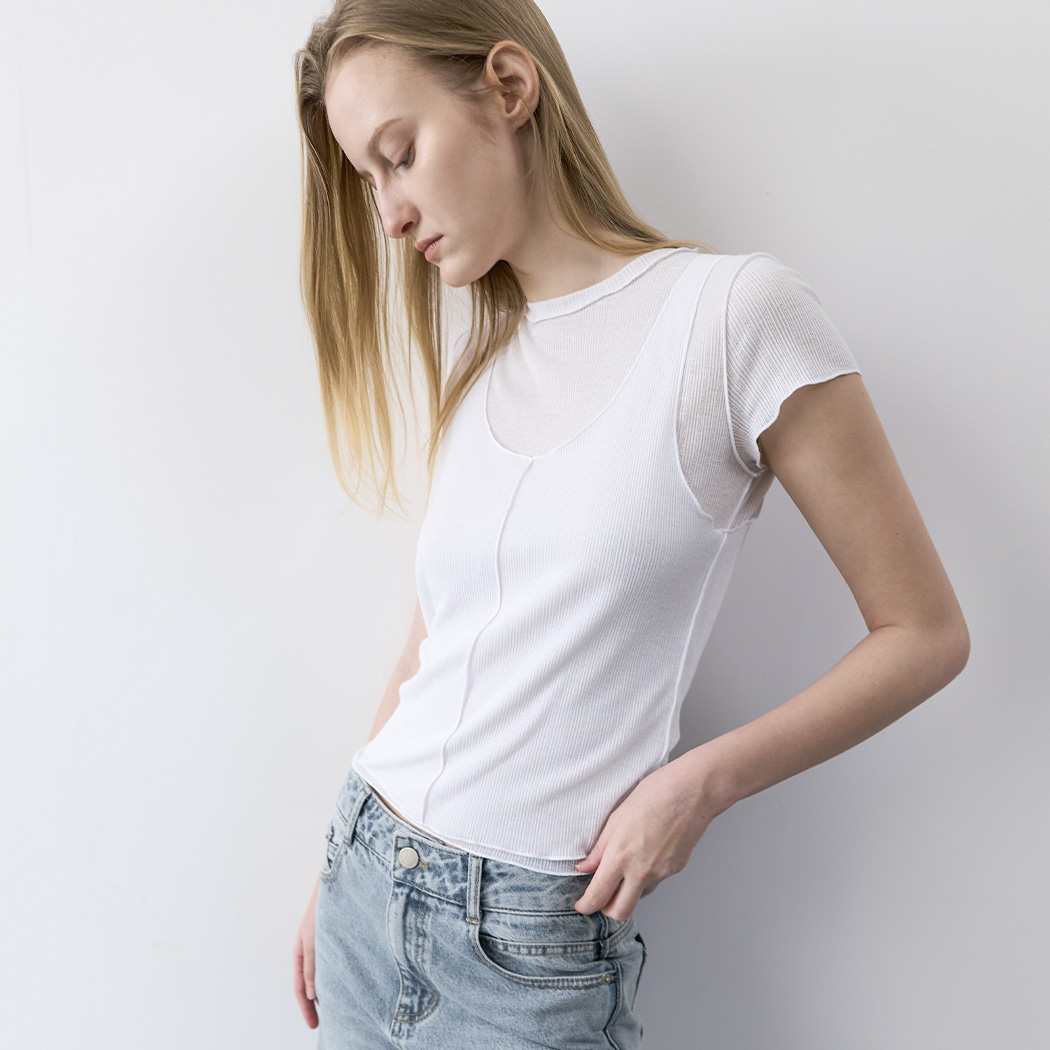 (T-7226)AN INTERLOCK LAYERED SET TEE
