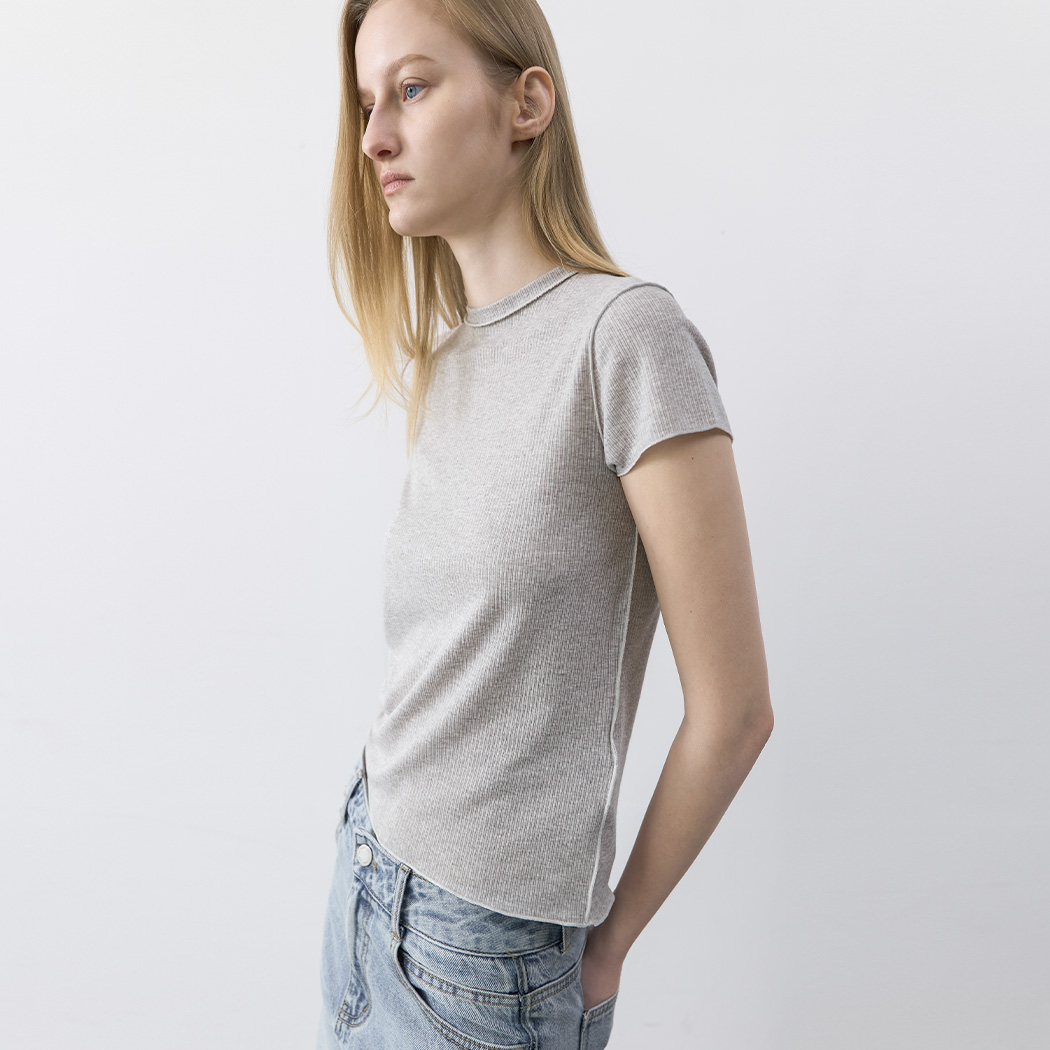 (T-7259)AN INTERLOCK SLIM FIT TEE