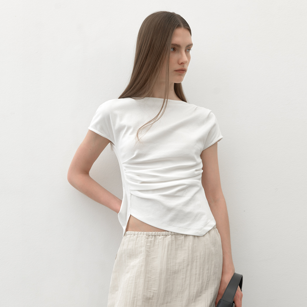 (Z-BL-4225)LOND WAIST TUCK BLOUSE