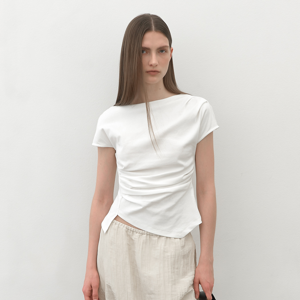 (Z-BL-4225)LOND WAIST TUCK BLOUSE