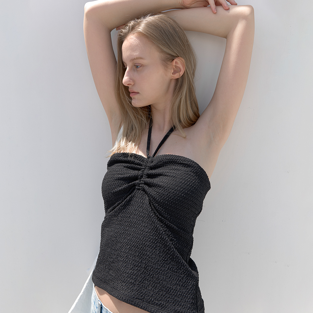 (SW-833)CREASE STRING SWIM TUBE TOP