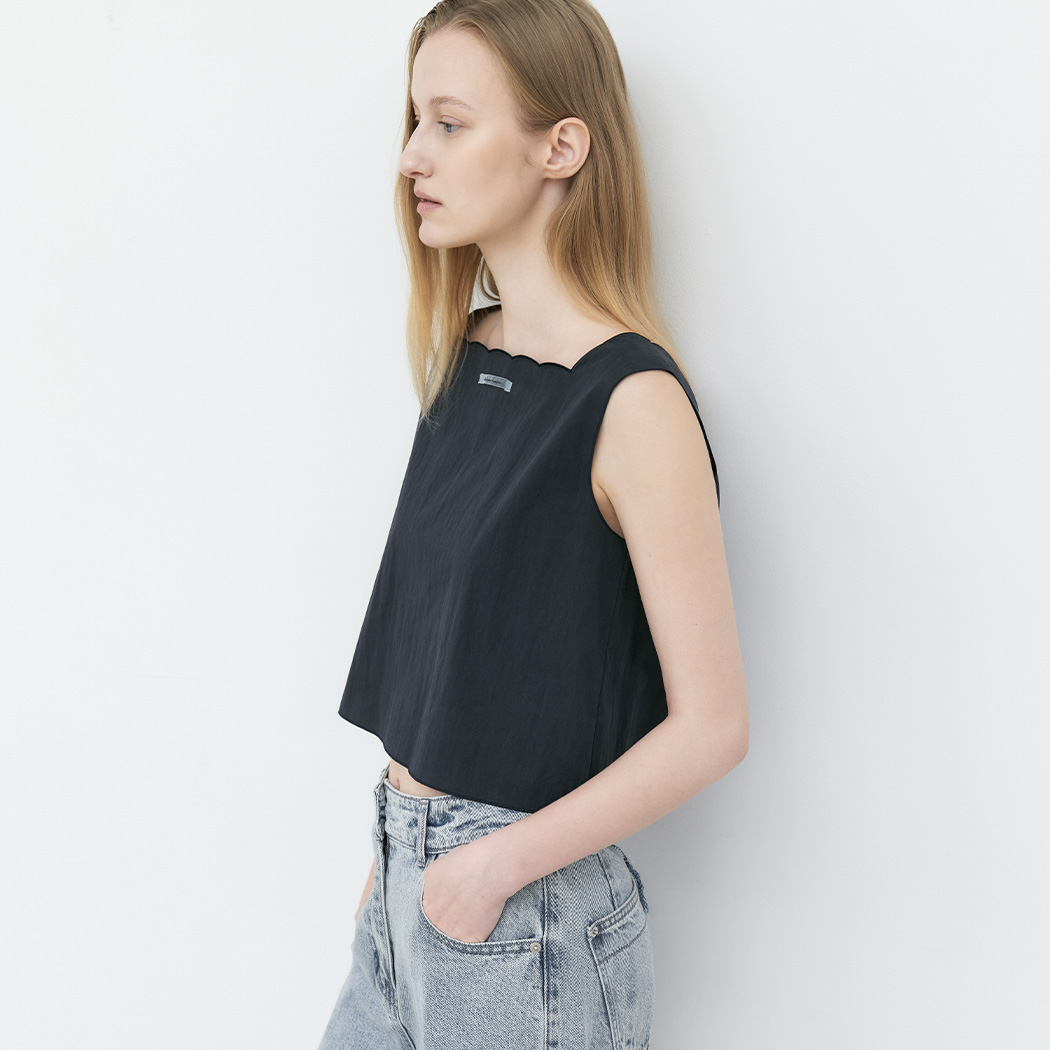 (BL-4421)AN SEMICIRCLE SCALLOP SET-UP BLOUSE Korea