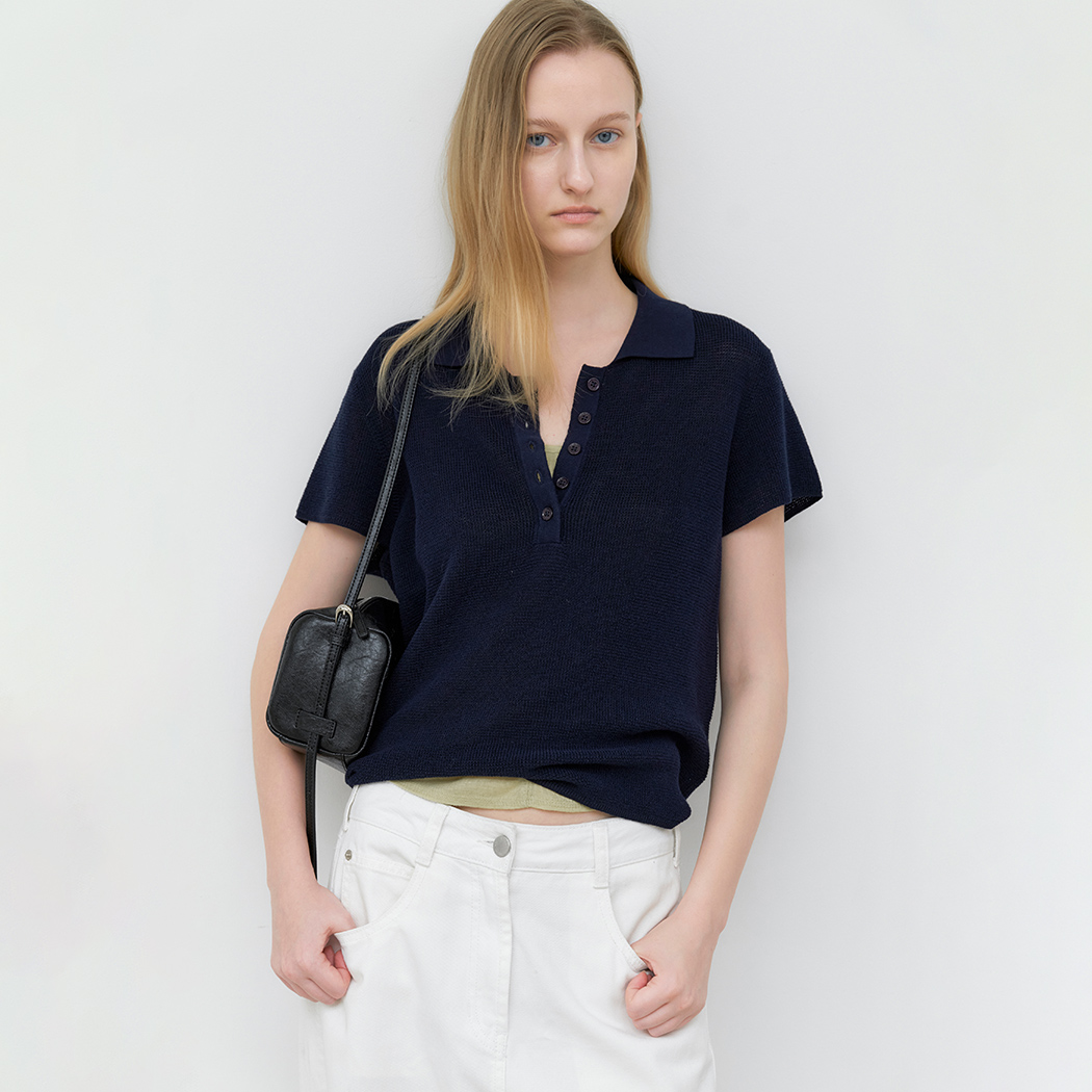 (T-7251)AN ESSENTIAL WAFFLE COLLAR KNIT Korea