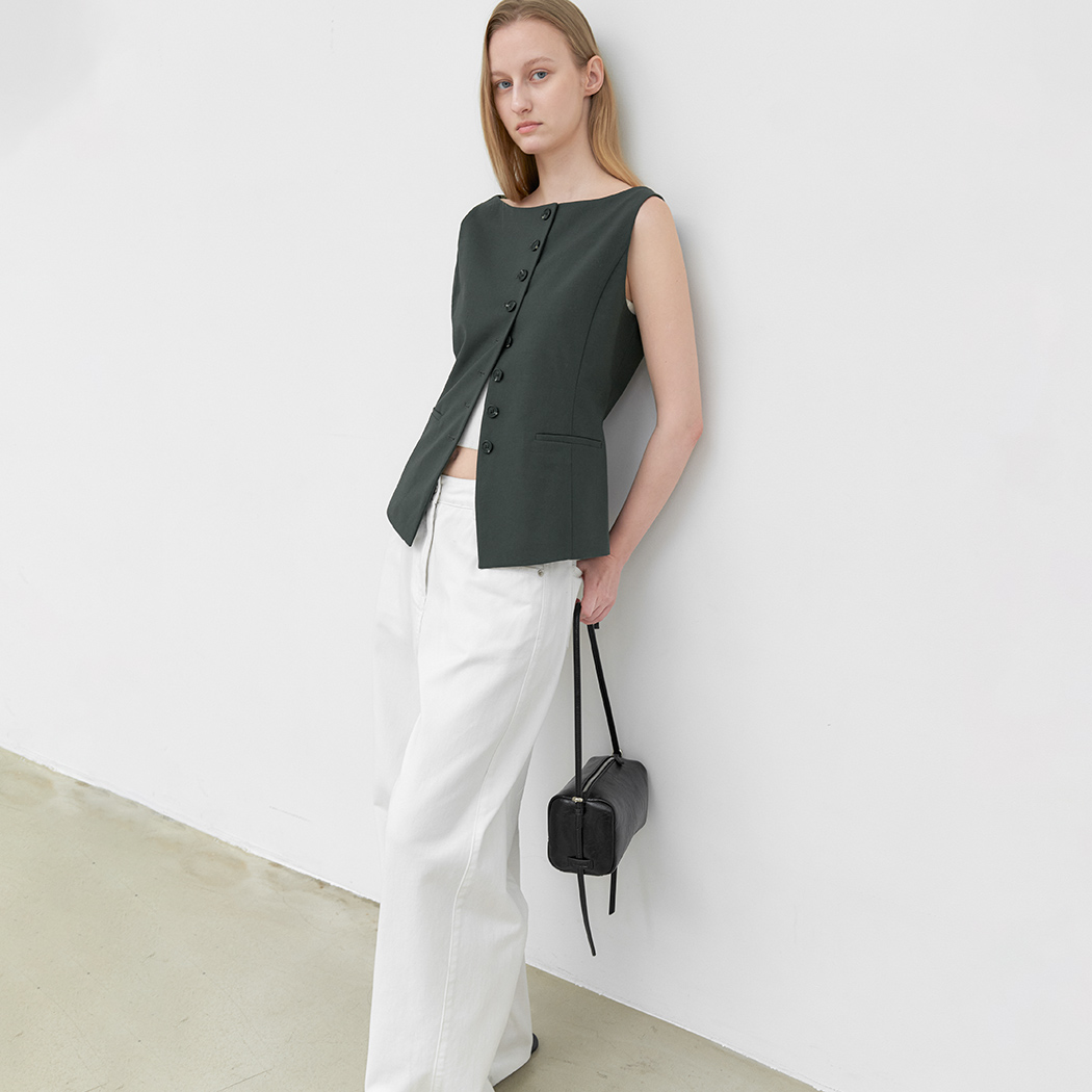 (VT-0282)DAVE SET-UP BOAT NECK VEST Korea