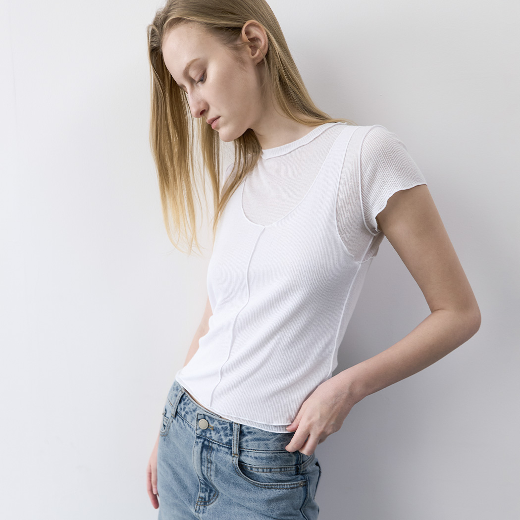 (T-7226)AN INTERLOCK LAYERED SET TEE