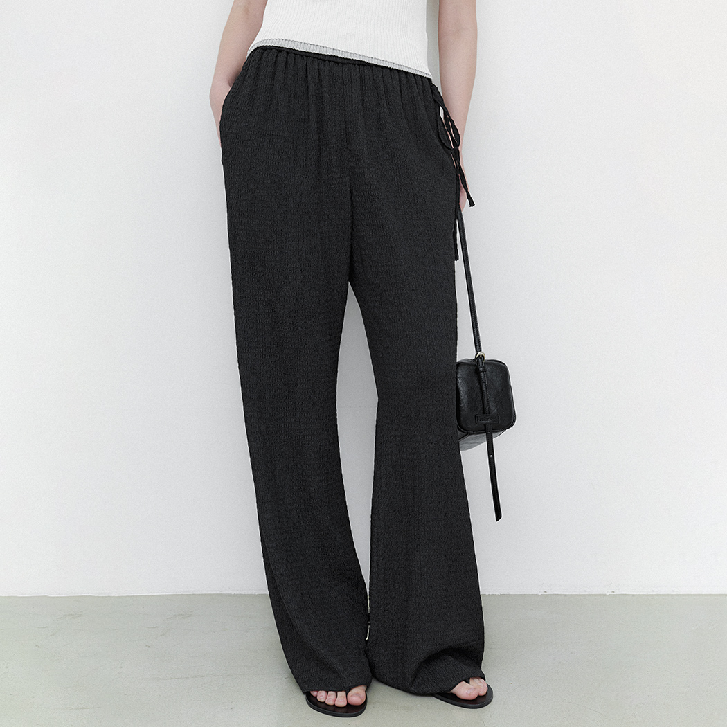 (PT-5780)SIDE STRING BANDING BOOTCUT PANTS