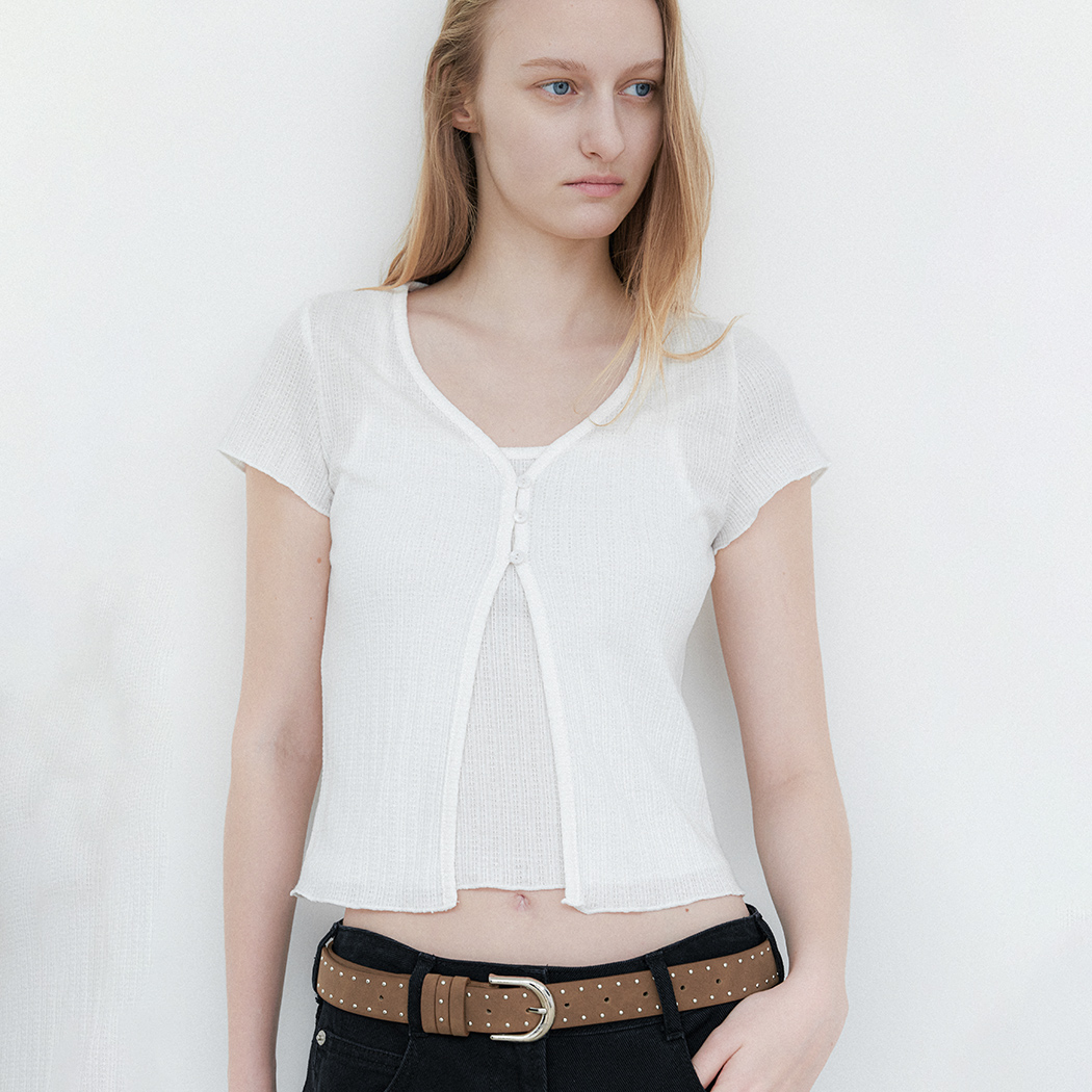 (CD-2266)AN POINTELLE CARDIGAN&CAMISOLE SET