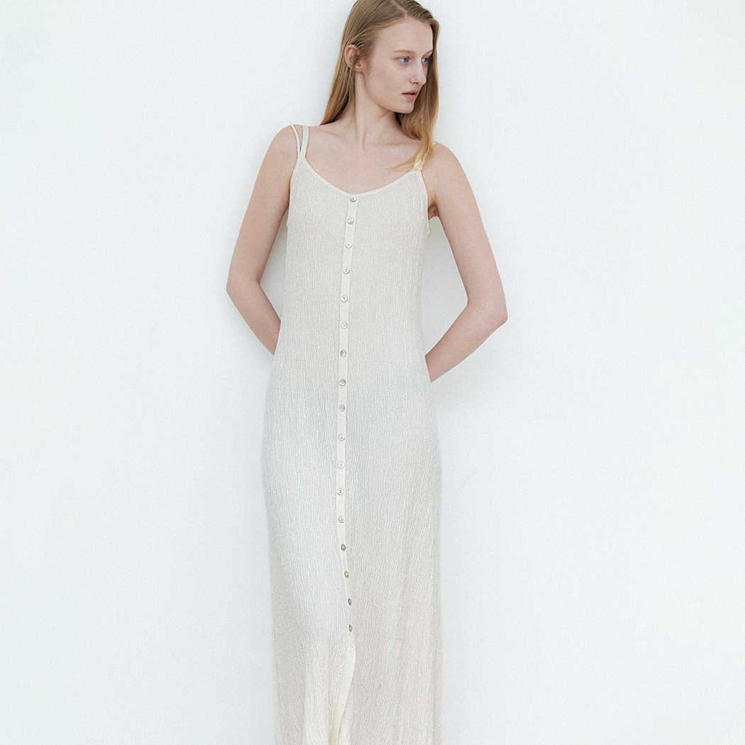(Z-OP-6262)CLARE CREASE STRAP KNIT DRESS