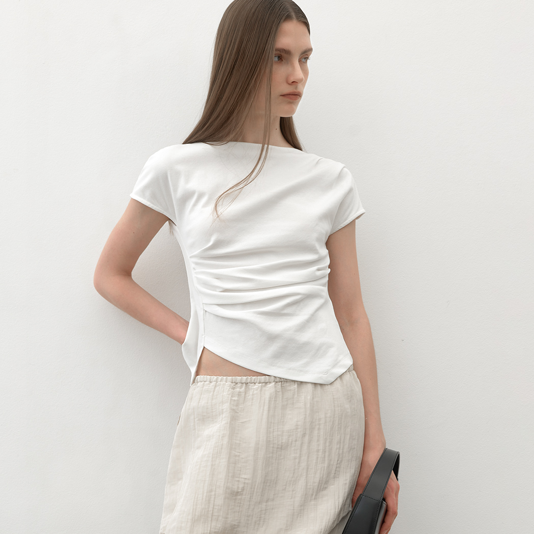 (Z-BL-4225)LOND WAIST TUCK BLOUSE
