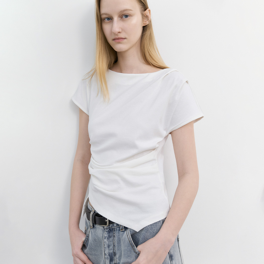 (Z-BL-4225)LOND WAIST TUCK BLOUSE