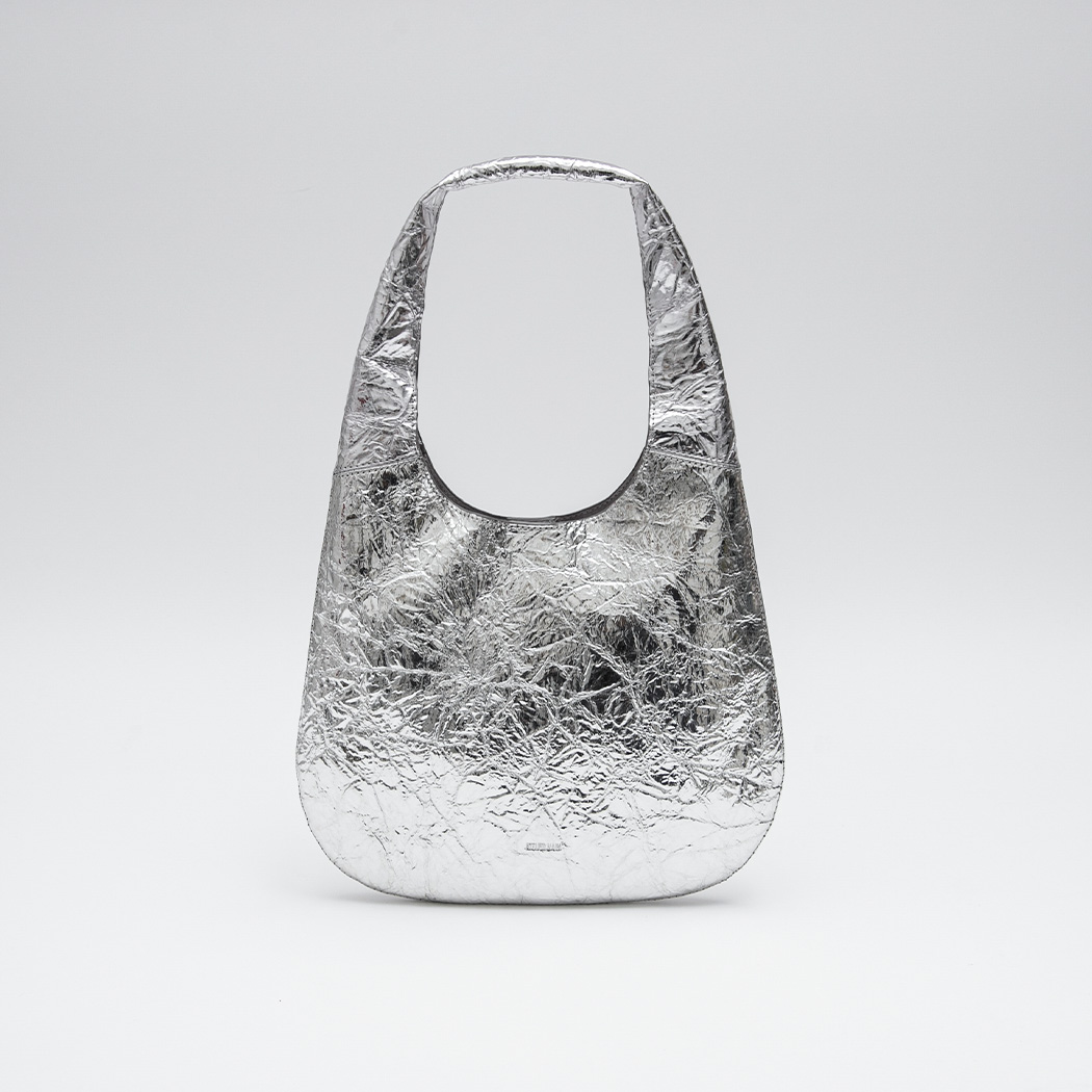 (B-2488)METALLIC WRINKLE ROUND SHOULDER BAG