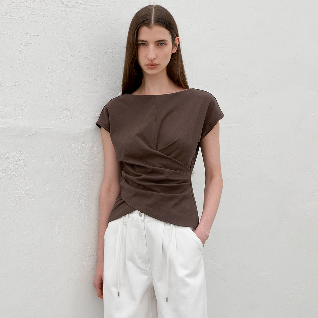 (ZT-7048)LOWER WAIST TUCK JERSEY TOP