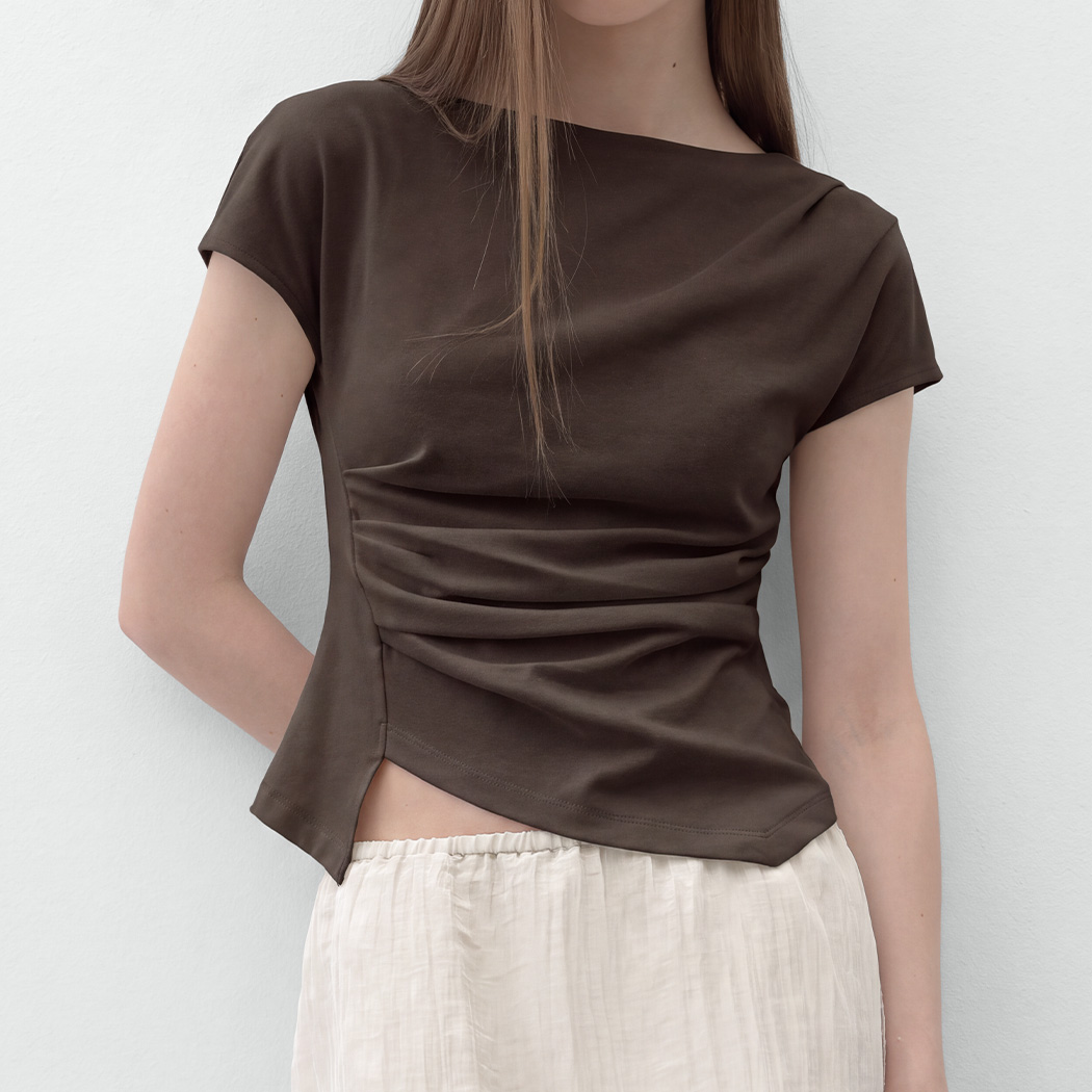 (Z-BL-4225)LOND WAIST TUCK BLOUSE