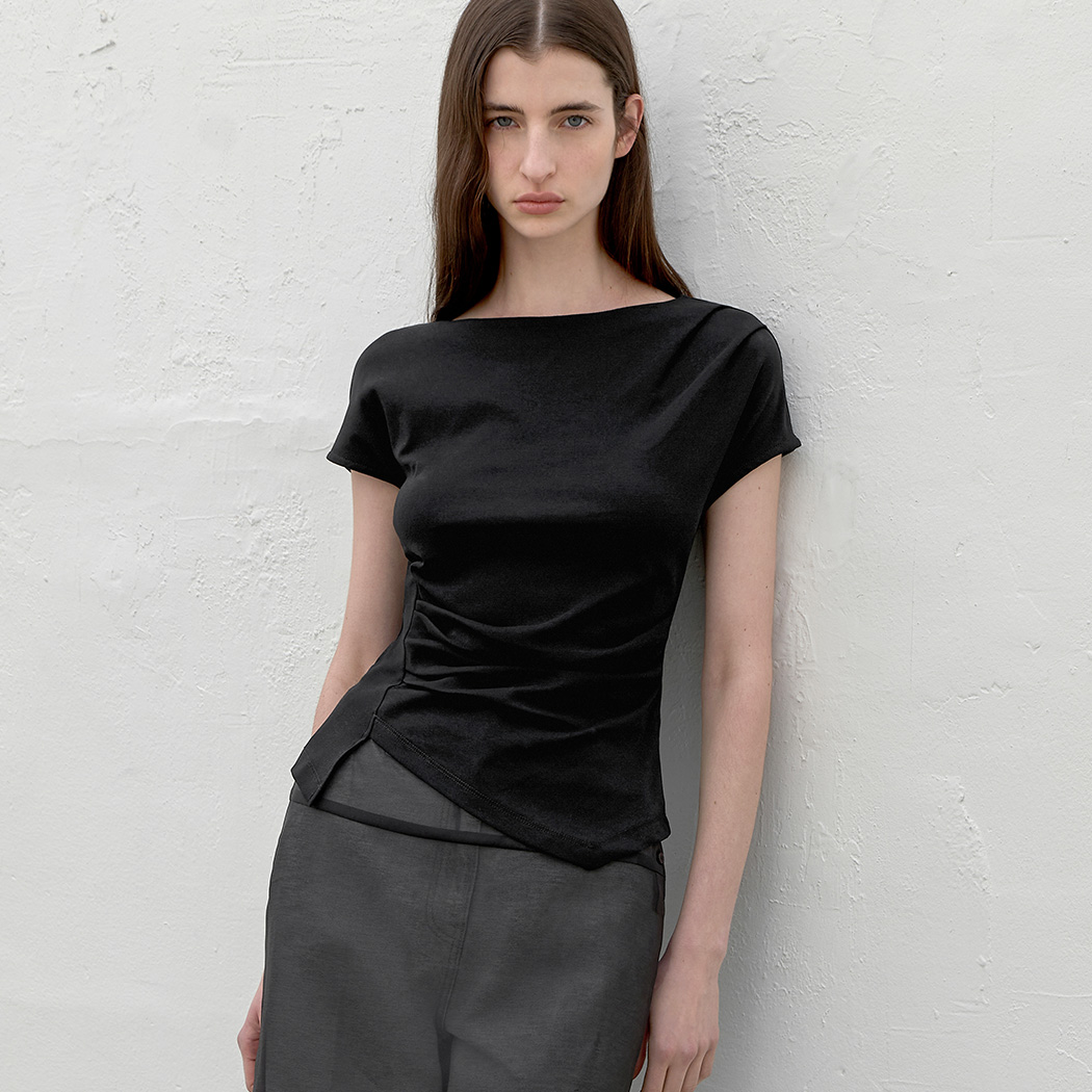 (Z-BL-4225)LOND WAIST TUCK BLOUSE