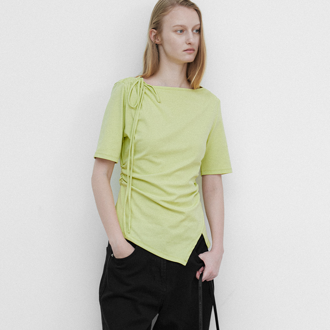 (ZT-7049)ASYMMETRY NECK STRING TEE