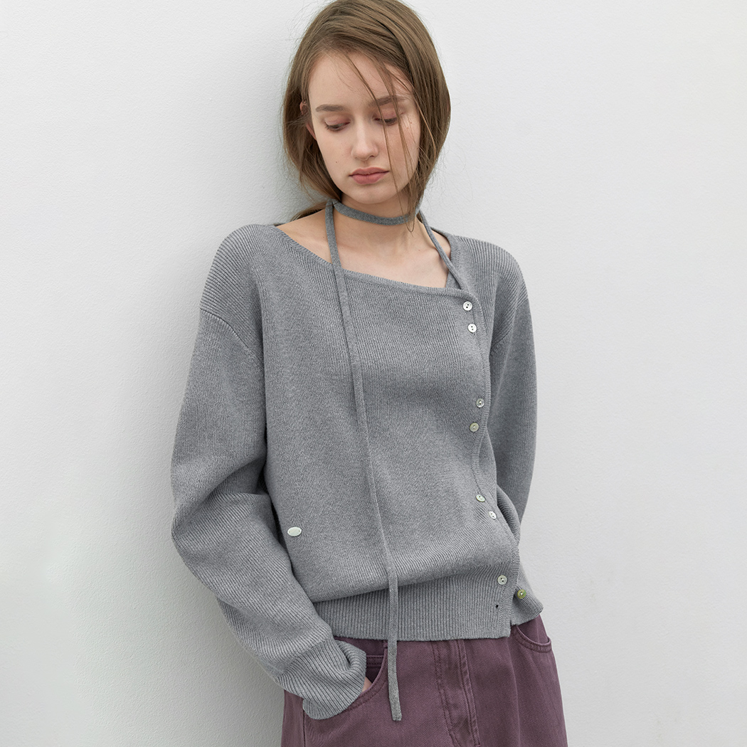(Z-CD-2248)UNBALANCEBUTTON STRING VOLUME CARDIGAN S