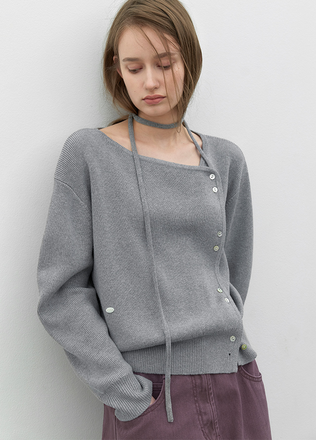 (SK-5072)CHECK TIED IRREGULAR SKIRT Korea